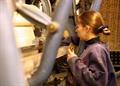 Margaret changing a bobbin and carriage