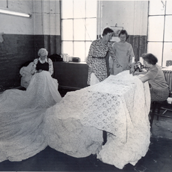 ladies examining the lace